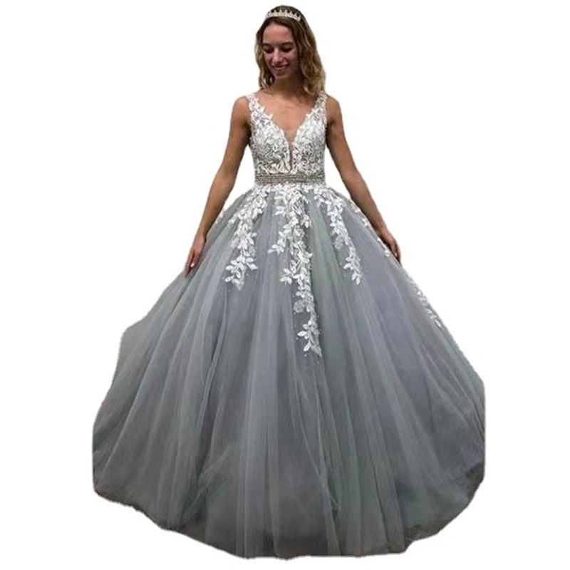 vestido novia Elegant Grey Long Prom Evening Dresses Lace Applique V Neck One Shoulder Small Tail Bridal Party свадебное платье
vestido novia Elegant Grey Long Prom Evening Dresses Lace Applique V Neck One Shoulder Small Tail Bridal Party свадебное платье
