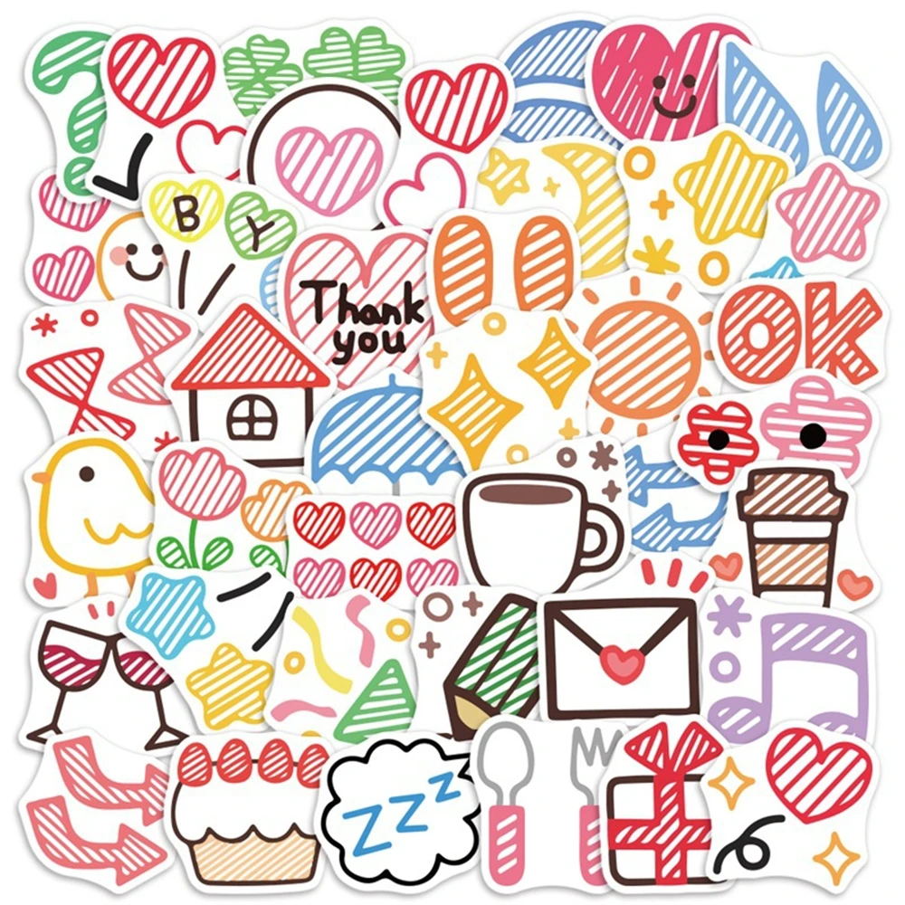 

10/30/50PCS Simple Strokes Graffiti Stickers Notebook Motorcycle Skateboard Hand Account Computer Water Cup Wholesale