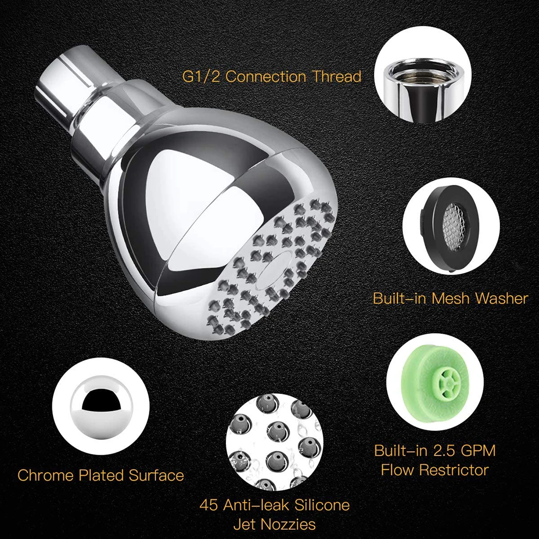 Replacement Shower Head ABS Accessories 2.5 gallons 3 Inch Anti-leak Bathroom Bathtubs Connector Polished Chrome
Replacement Shower Head ABS Accessories 2.5 gallons 3 Inch Anti-leak Bathroom Bathtubs Connector Polished Chrome