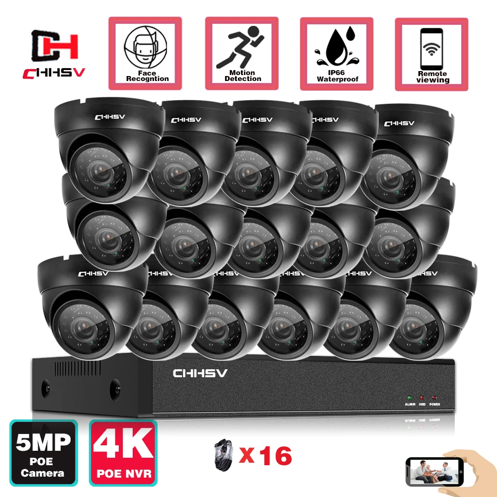 

16CH 5MP POE Network Video Surveillance System H.265 4K NVR Kit Outdoor Waterproof IP CCTV Camera Security System Kit Dome P2P