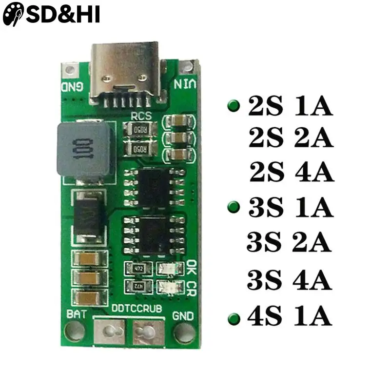 Type C BMS 2S 3S 4S 1A 2A 4A 18650 Lithium Battery Charger Board USB C Step-up Boost Module For Li-Po Polymer Power Bank
Type C BMS 2S 3S 4S 1A 2A 4A 18650 Lithium Battery Charger Board USB C Step-up Boost Module For Li-Po Polymer Power Bank