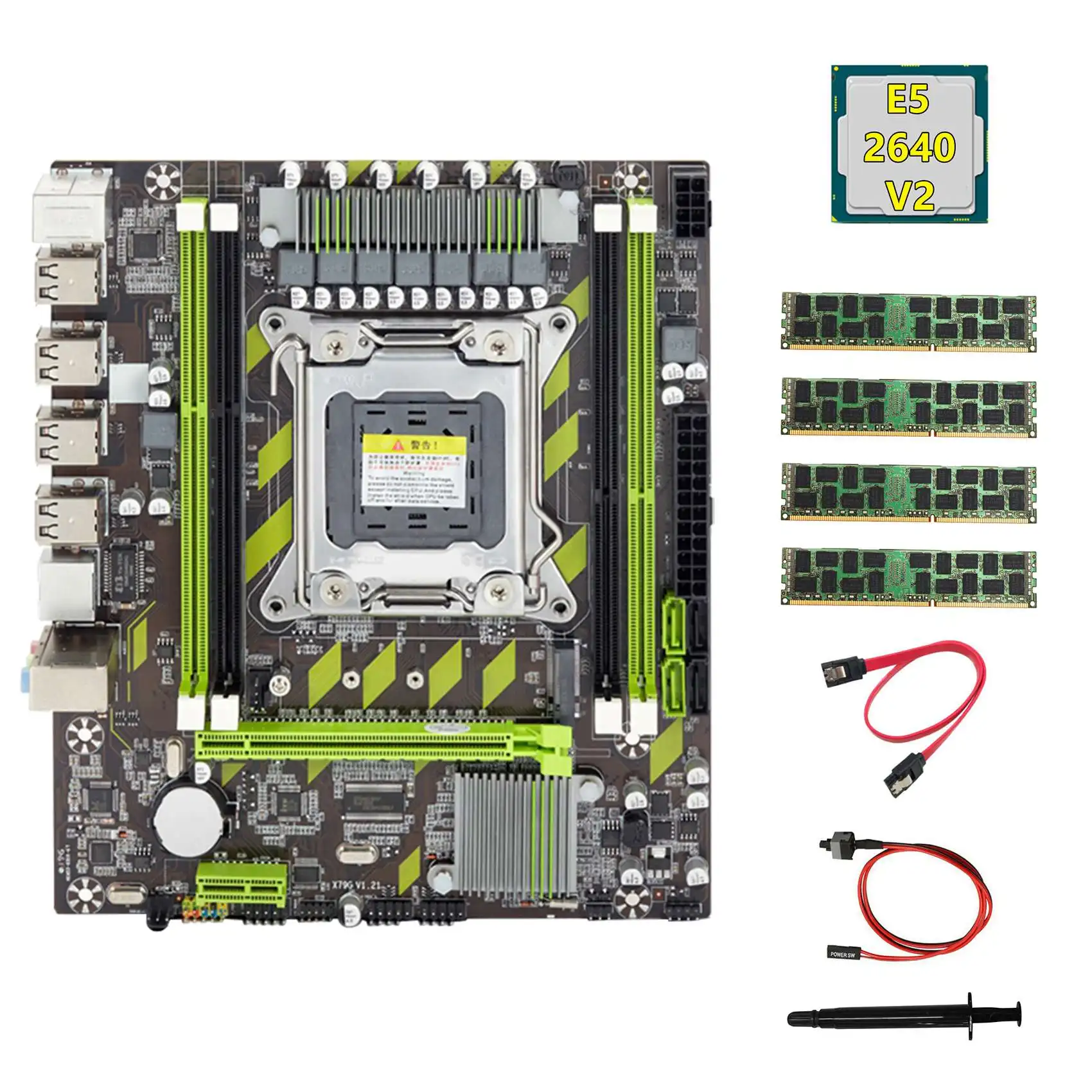 X79 Motherboard+E5 2640 V2 CPU+4X4GB DDR3 1600Mhz REG ECC RAM Memory+SATA Cable+Switch Cable+Thermal Grease M.2 NVME
X79 Motherboard+E5 2640 V2 CPU+4X4GB DDR3 1600Mhz REG ECC RAM Memory+SATA Cable+Switch Cable+Thermal Grease M.2 NVME