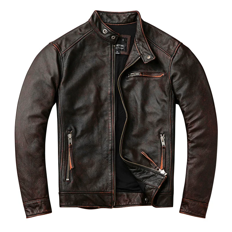 Genuine Retro Brown Men's Leather Jacket Cowhide Motorcycle Leather Jacket Stand-up Collar Leather Jacket Casual Clothing Coat
Genuine Retro Brown Men's Leather Jacket Cowhide Motorcycle Leather Jacket Stand-up Collar Leather Jacket Casual Clothing Coat