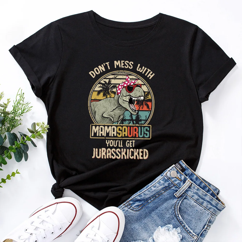Mess with MamaSaurus Womens Graphic Tees 100% Cotton Short Sleeve Crew Neck Loose T Shirt Tops Female Summer Clothes
Mess with MamaSaurus Womens Graphic Tees 100% Cotton Short Sleeve Crew Neck Loose T Shirt Tops Female Summer Clothes