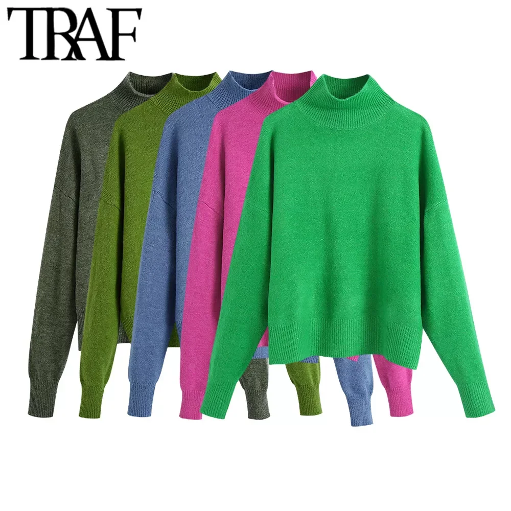 TRAF Women Fashion Soft Touch Loose Knitted Sweater Vintage High Neck Long Sleeve Female Pullovers Chic Tops
TRAF Women Fashion Soft Touch Loose Knitted Sweater Vintage High Neck Long Sleeve Female Pullovers Chic Tops