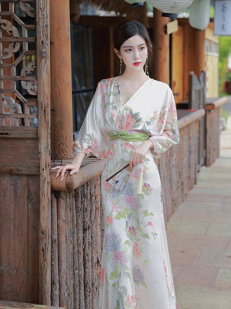 

New Chinese Hanfu Chinese Style Female Morning Gown Bridal Wedding Bridesmaid Dresses Peony Print Dresses French Long Dress