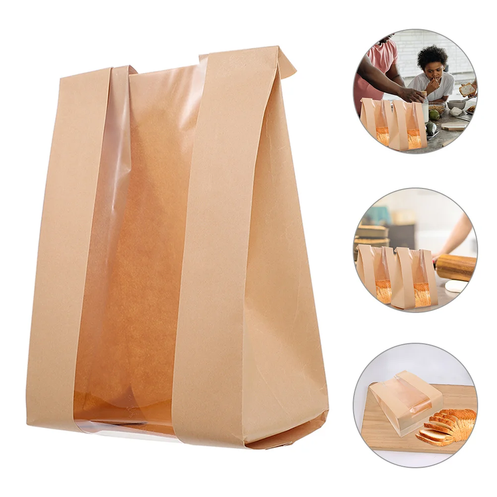 

100 Pcs Bread Bag Packing Bags Bakery with Window Pastry Packaging Cookie Cookies Baking Paper Sandwich