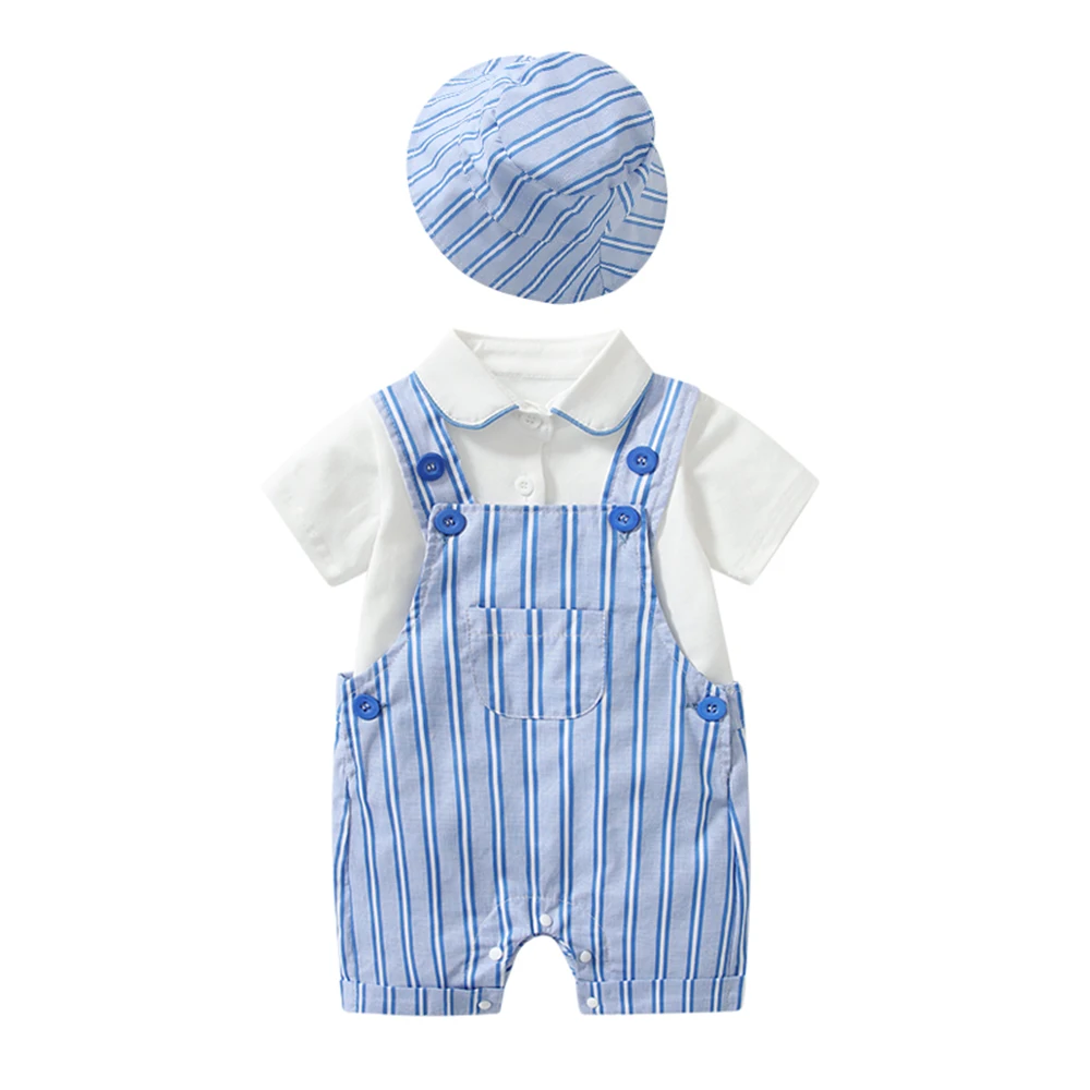 Summer Boys Triangle Climbing Suit Gentleman British Fashion Dress Newborn Three-piece Cotton Short-sleeved Suspenders with Hat
Summer Boys Triangle Climbing Suit Gentleman British Fashion Dress Newborn Three-piece Cotton Short-sleeved Suspenders with Hat