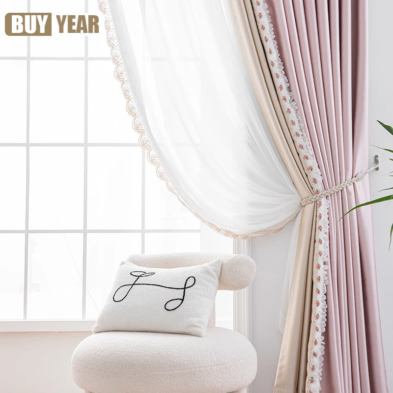Luxury Pink High shading Curtains For Living Room Bedroom Window High Shading Stitching Lace Grils Room Princess Style Drapes
Luxury Pink High shading Curtains For Living Room Bedroom Window High Shading Stitching Lace Grils Room Princess Style Drapes