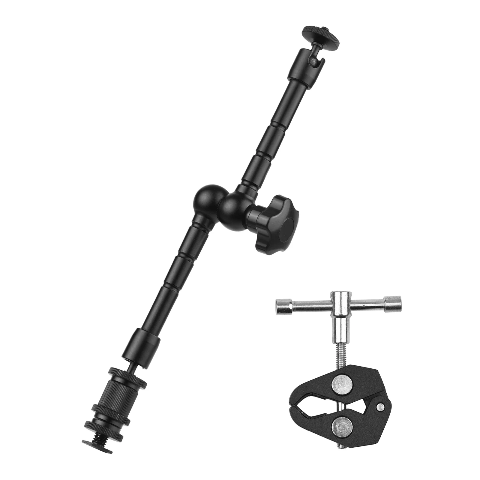 11in Aluminum Alloy Articulating Friction Magic Arm Cold Shoe Mount+Adjustable Super Clamp Tube Clip 1/4&3/8"Screw for Mic Light 
11in Aluminum Alloy Articulating Friction Magic Arm Cold Shoe Mount+Adjustable Super Clamp Tube Clip 1/4&3/8"Screw for Mic Light