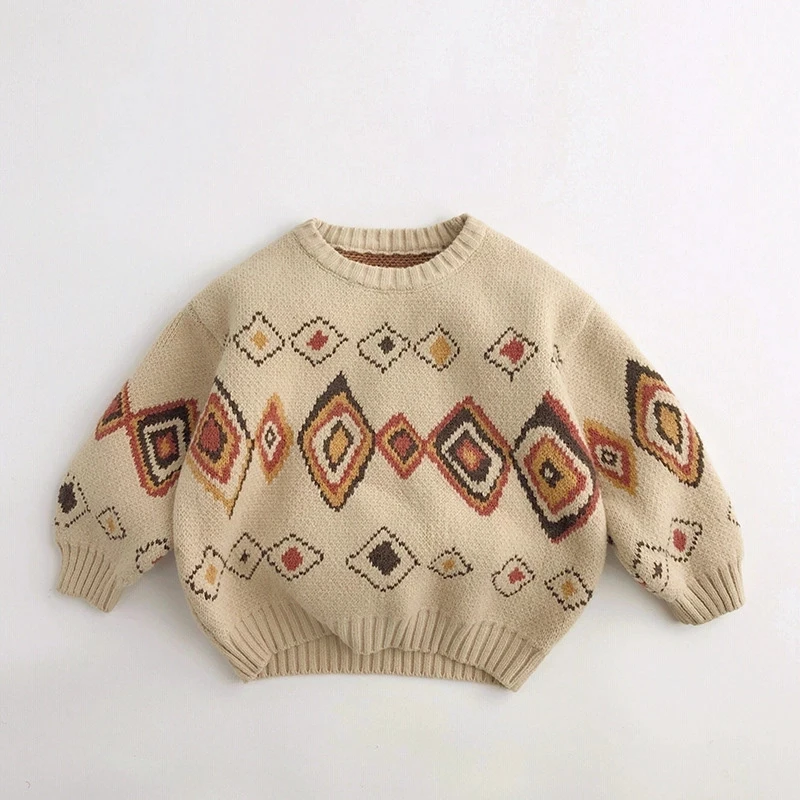 Winter Kids Sweaters Vintage Boys Pullover Thicken Girls Knitwear Loose Style Sweater
Winter Kids Sweaters Vintage Boys Pullover Thicken Girls Knitwear Loose Style Sweater