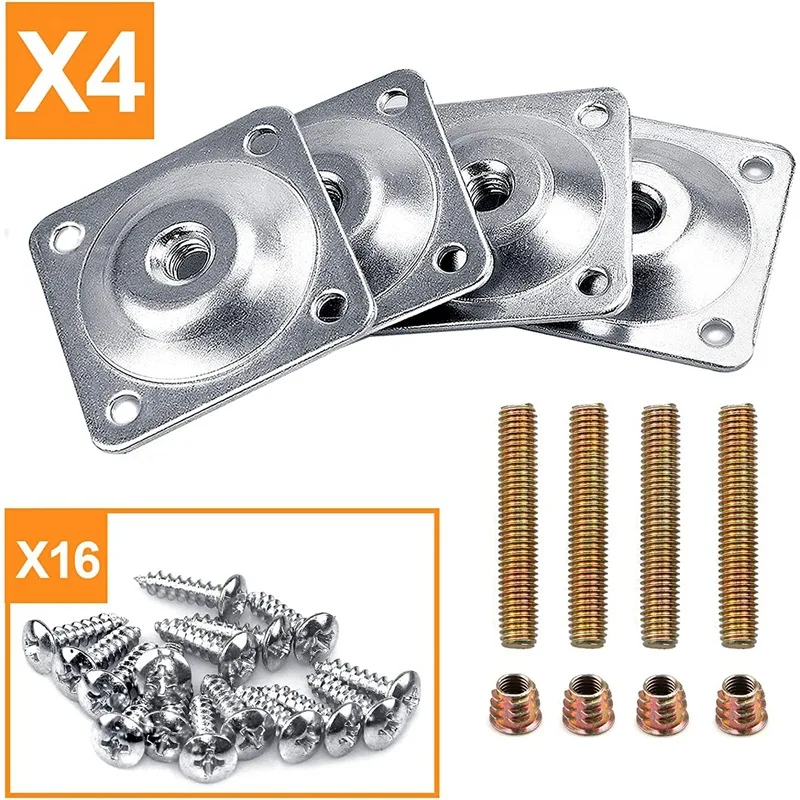 4pcs Leg Fixing Mounting Plates Level With Metal Dowel Screws For Securely Furniture For Sofas Chairs Coffee Tables
4pcs Leg Fixing Mounting Plates Level With Metal Dowel Screws For Securely Furniture For Sofas Chairs Coffee Tables