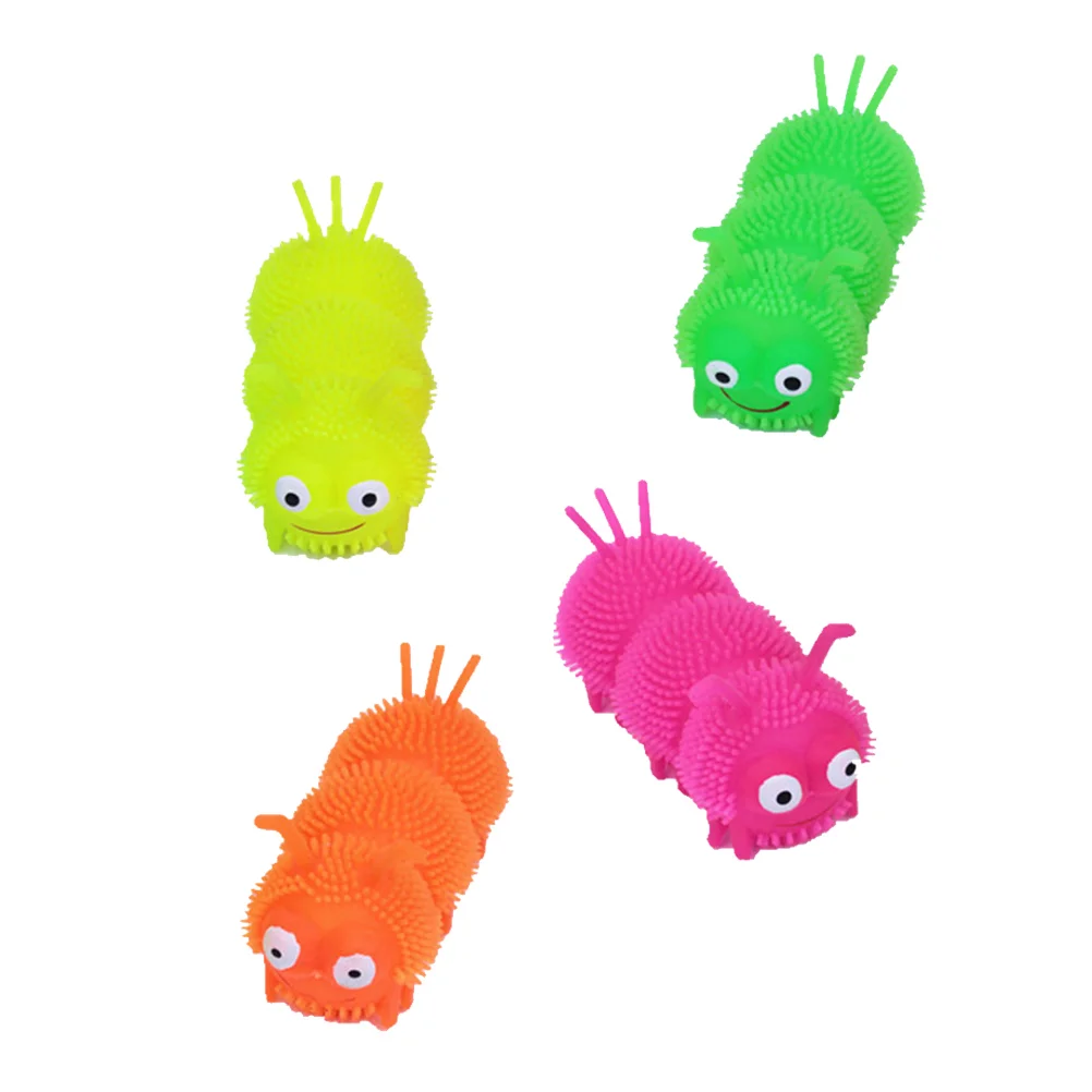 

4 шт. светящиеся гусеницы, цветные игрушки, светящиеся гусеницы, буффами, мячи для взрослых, мягкие детские игрушки, резиновые, пластиковые