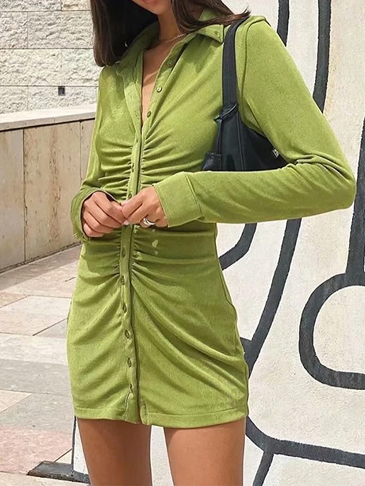 2023 Chic Fashion Pleated Velvet Slim Mini Dress Vintage Long Sleeve Button-up Female Dresses Vestidos Mujer
2023 Chic Fashion Pleated Velvet Slim Mini Dress Vintage Long Sleeve Button-up Female Dresses Vestidos Mujer