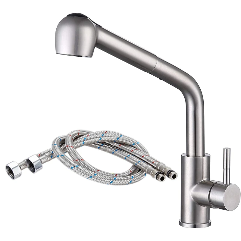 Brushed Nickel Kitchen Faucets Single Hole 360 Degree Swivel Pull Out Kitchen Sink Faucet Mixer 304 Stainless Steel Tap
Brushed Nickel Kitchen Faucets Single Hole 360 Degree Swivel Pull Out Kitchen Sink Faucet Mixer 304 Stainless Steel Tap