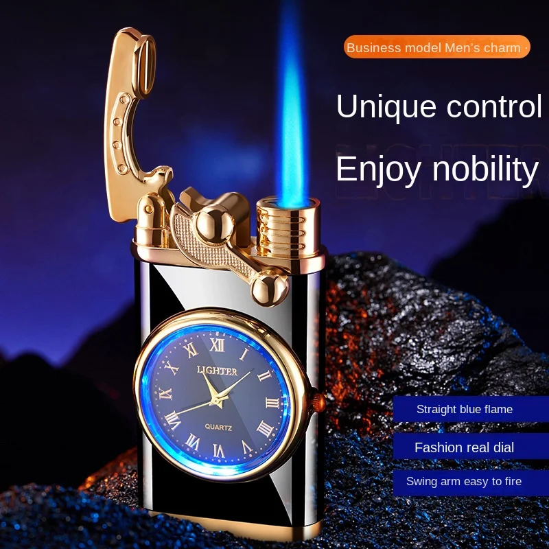2022 Rocker Arm Watch Metal Unusual Gas Lighters Jet Butane Torch Lighter Windproof Cigarette Cigar Lighter Gadgets for Men
2022 Rocker Arm Watch Metal Unusual Gas Lighters Jet Butane Torch Lighter Windproof Cigarette Cigar Lighter Gadgets for Men