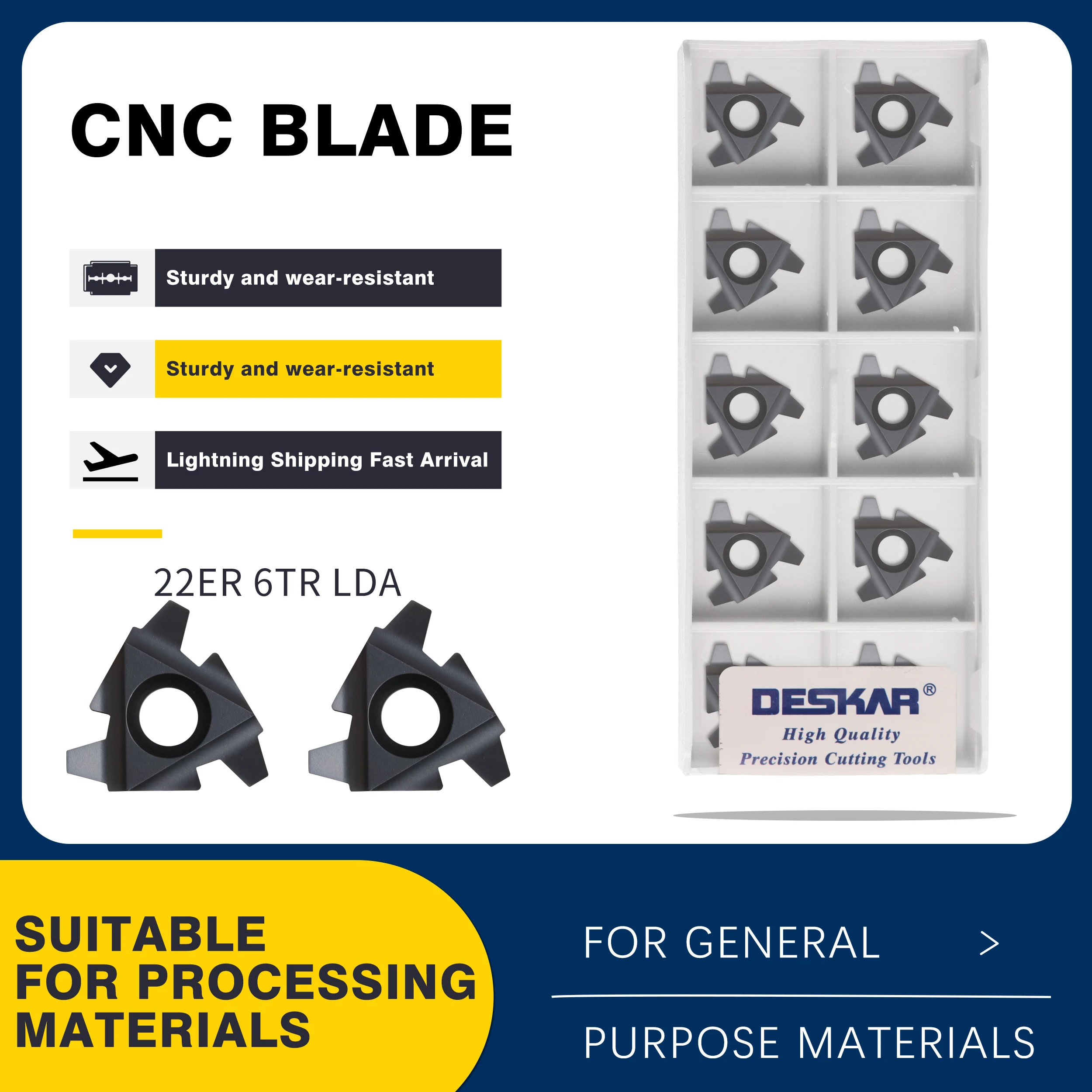 Threading Tool 22ER 4TR LDA 22IR 5TR 6TR LDC Carbide Blades CNC Lathe Turning Tool Threading Inserts,For steel, Stainless Steel
Threading Tool 22ER 4TR LDA 22IR 5TR 6TR LDC Carbide Blades CNC Lathe Turning Tool Threading Inserts,For steel, Stainless Steel