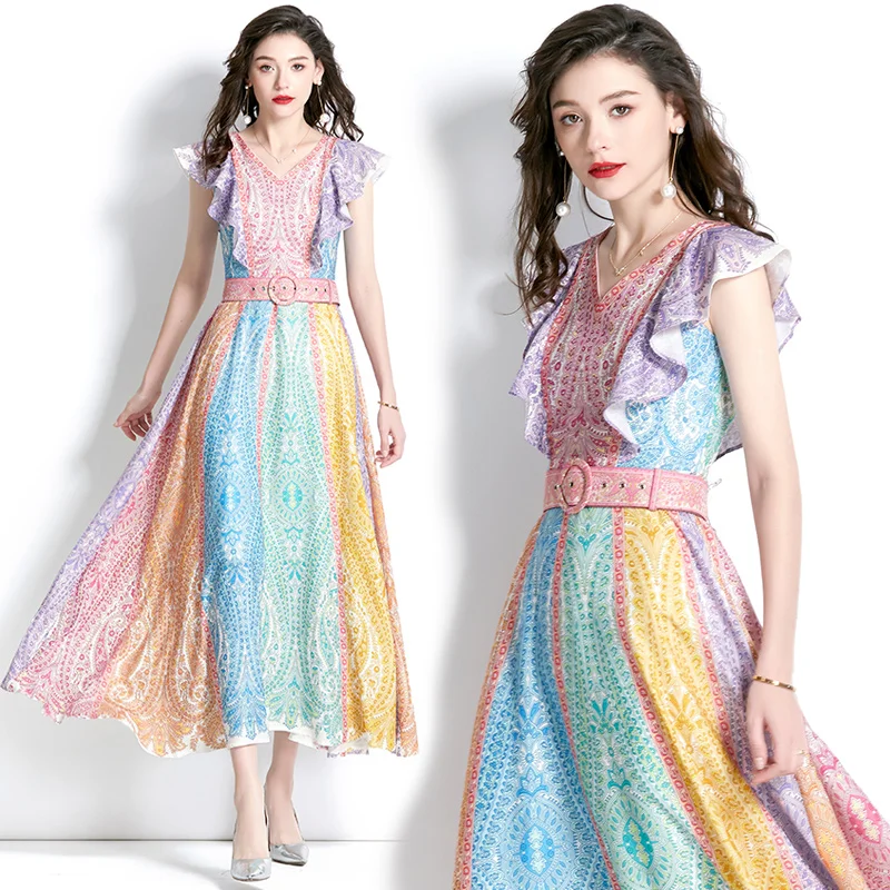 Summer 2023 V-neck linen small flash print long dress KL6646075
Summer 2023 V-neck linen small flash print long dress KL6646075