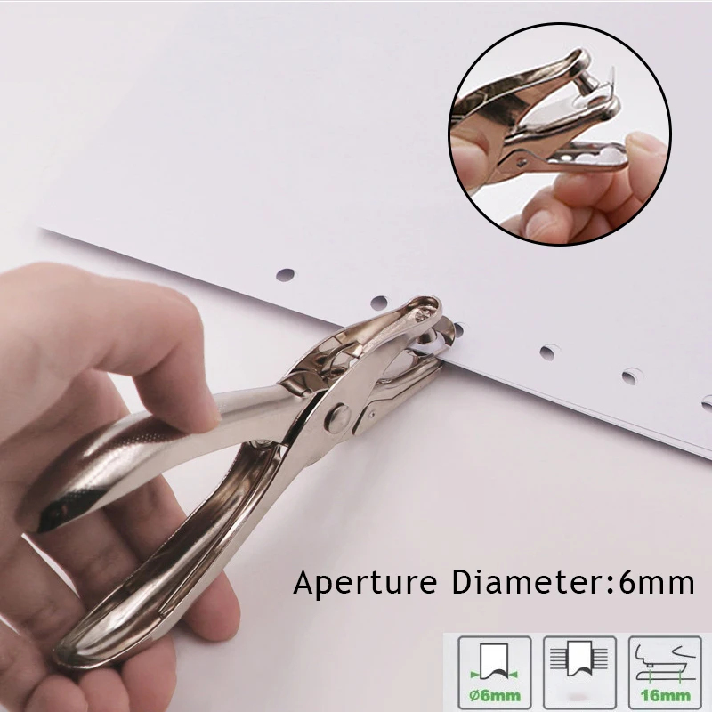 

Mini Metal Single Hole Puncher Stationery Hand-held Plier Cutter Manual Hole Punch 3mm Pore Diameter Paper Tool