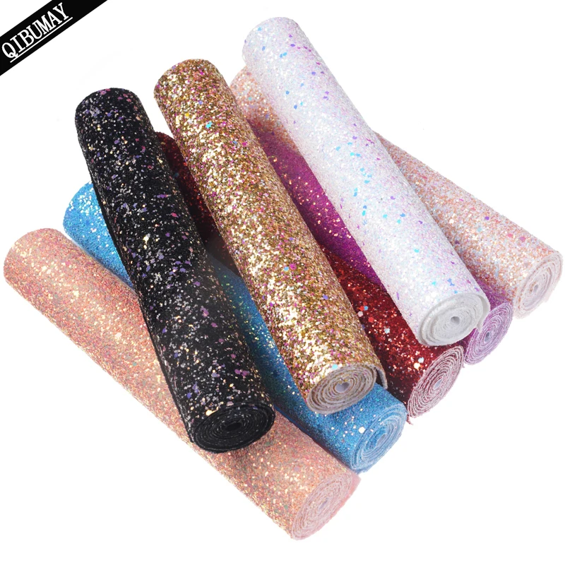 QIBU Wholesale 50X120cm Chunky Glitter Fabric by Meter Shiny Faux Leather Roll DIY Hair Bow Accessories Home Wall Glitter Decor
QIBU Wholesale 50X120cm Chunky Glitter Fabric by Meter Shiny Faux Leather Roll DIY Hair Bow Accessories Home Wall Glitter Decor