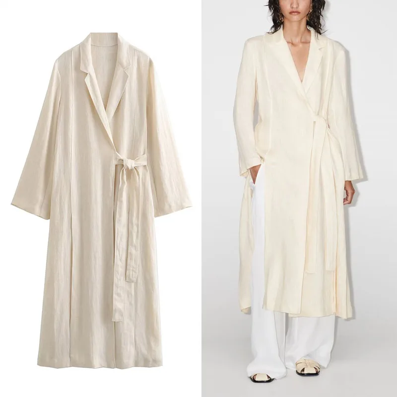 TRAF Vented Coat For Woman White Lapel Collar Long Sleeves Loose Tops Bow Lace Up Split Overcoat Female Spring Casual Coat 2023
TRAF Vented Coat For Woman White Lapel Collar Long Sleeves Loose Tops Bow Lace Up Split Overcoat Female Spring Casual Coat 2023