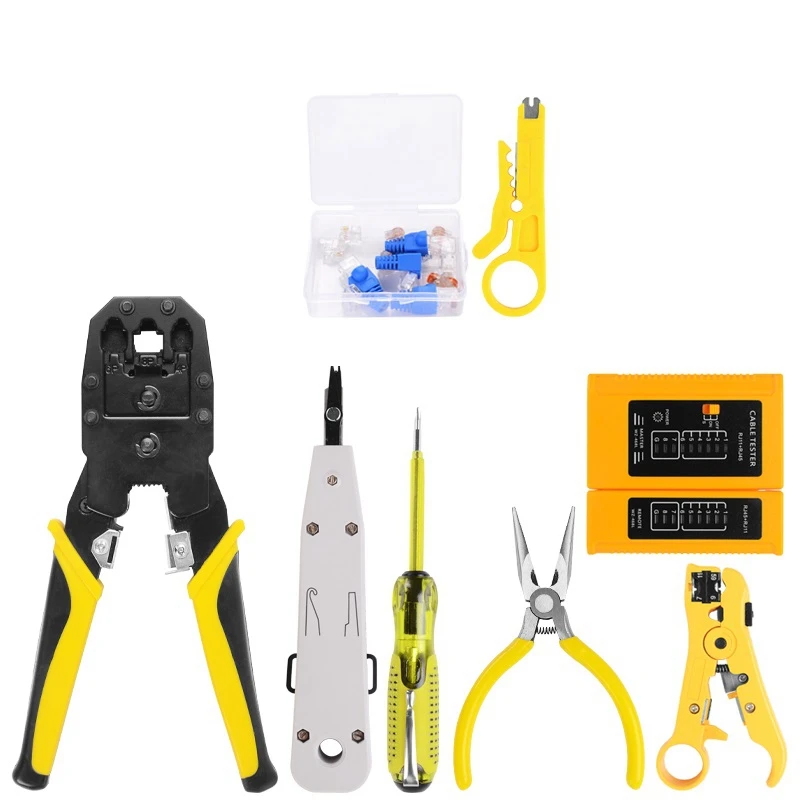 RJ45 RJ11 RJ12 CAT5 CAT5E Portable LAN Network Repair Tool Kit Utp Cable Tester and Plier Crimp Crimper Plug Clamp PC
RJ45 RJ11 RJ12 CAT5 CAT5E Portable LAN Network Repair Tool Kit Utp Cable Tester and Plier Crimp Crimper Plug Clamp PC