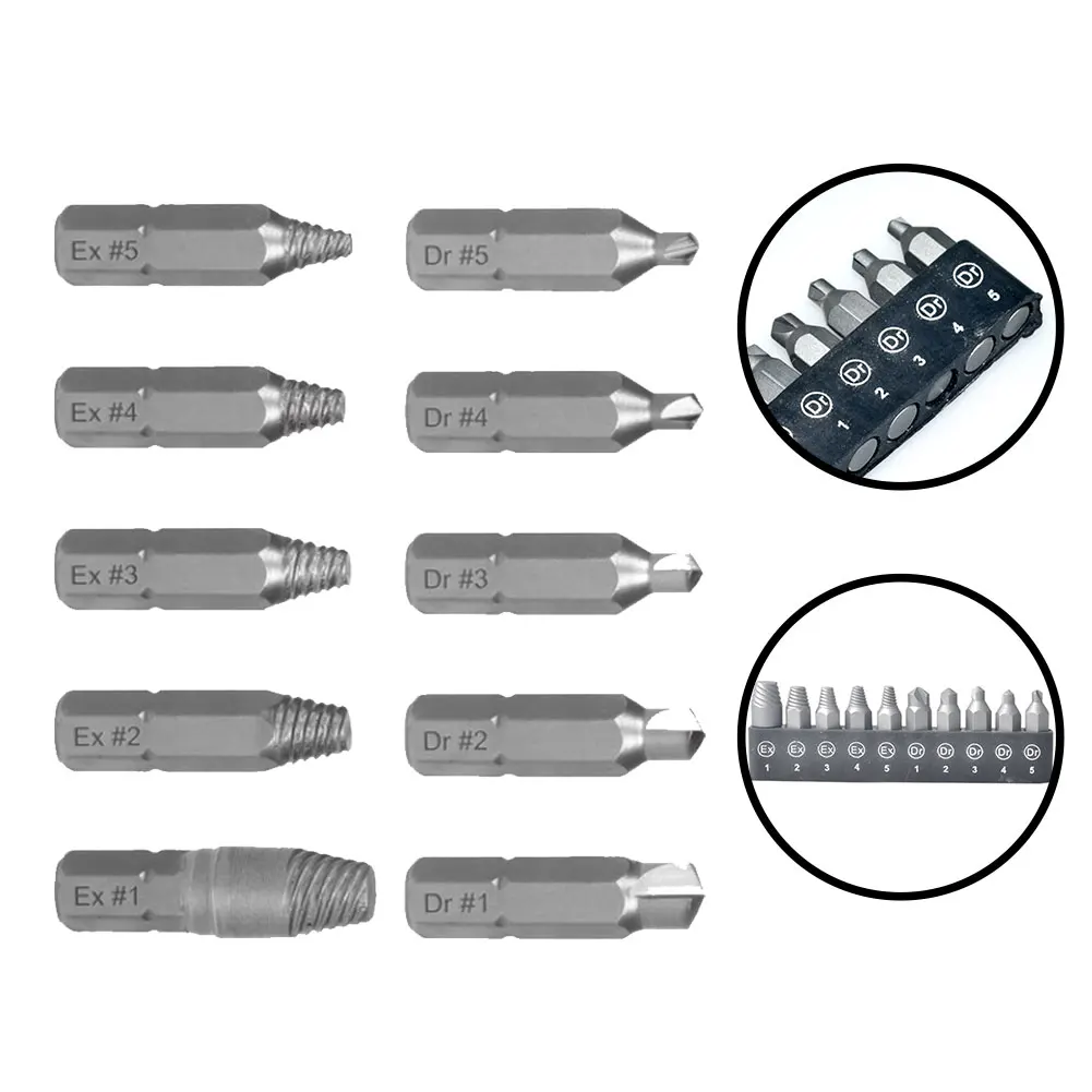 10PCS HSS Damaged Screw Extractor Remover Drill Bit Disassemble Screw Stripped Broken Disassemble Screws Bolt Stud Slip Teeth
10PCS HSS Damaged Screw Extractor Remover Drill Bit Disassemble Screw Stripped Broken Disassemble Screws Bolt Stud Slip Teeth