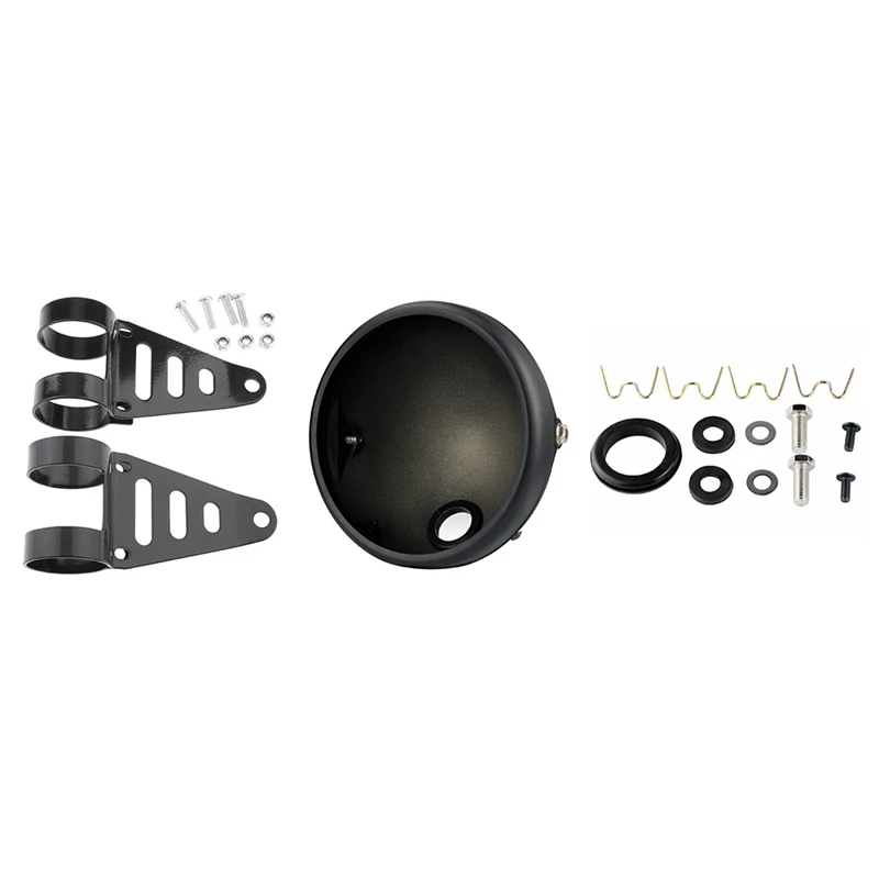 

2 Set Motorcycle Accessories: 1 Set 41-43Mm Headlight Brackets & 1 Pcs Headlight Base 7-Inch LED Headlight Shell Base