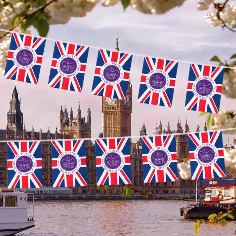 

Bright Colors Royal Party Decor Fade Resistant Union Jack Flag Patriotic Style Themed Flag Queens Jubilee Decoration Dacron