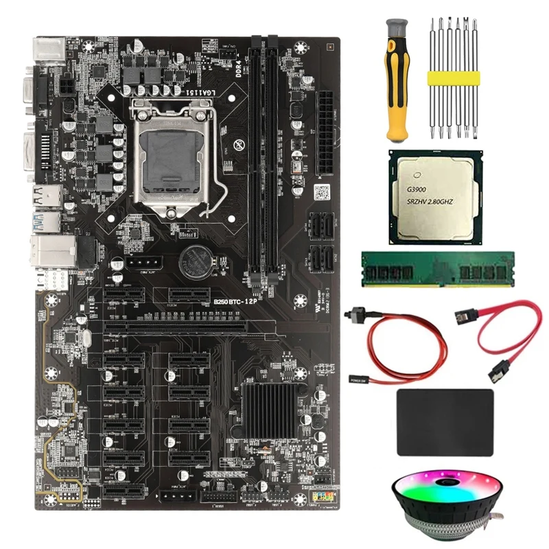 Материнская плата B250 BTC для майнинга, ЦП G3900 + ОЗУ DDR4 8 ГБ + SSD 120 ГБ + вентилятор + кабель переключателя + Набор отверток 12 PCIE слот LGA1151 SATA3.0
Материнская плата B250 BTC для майнинга, ЦП G3900 + ОЗУ DDR4 8 ГБ + SSD 120 ГБ + вентилятор + кабель переключателя + Набор отверток 12 PCIE слот LGA1151 SATA3.0