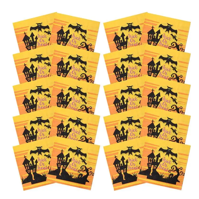 

Scary Bat Castle 2 Layers Halloween Tissue Paper 20Pcs/Pack Double Layer Cocktail Napkins Halloween Beverage Napkins