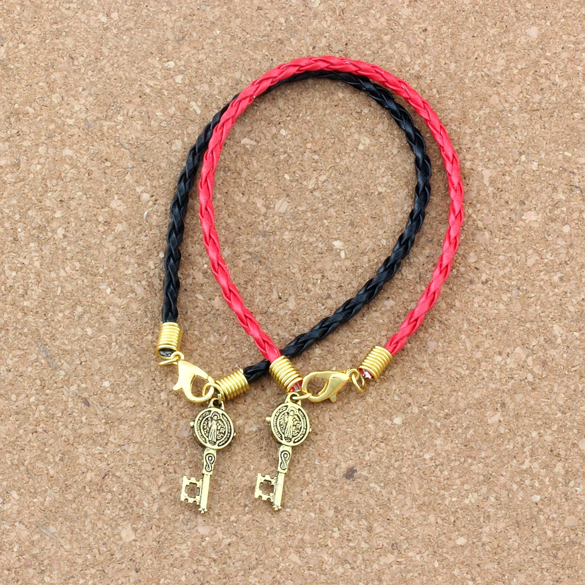 6Pcs Leather Bracelet Saint Benedict Medal Cross Key Religious Charms Pendants B-351
6Pcs Leather Bracelet Saint Benedict Medal Cross Key Religious Charms Pendants B-351