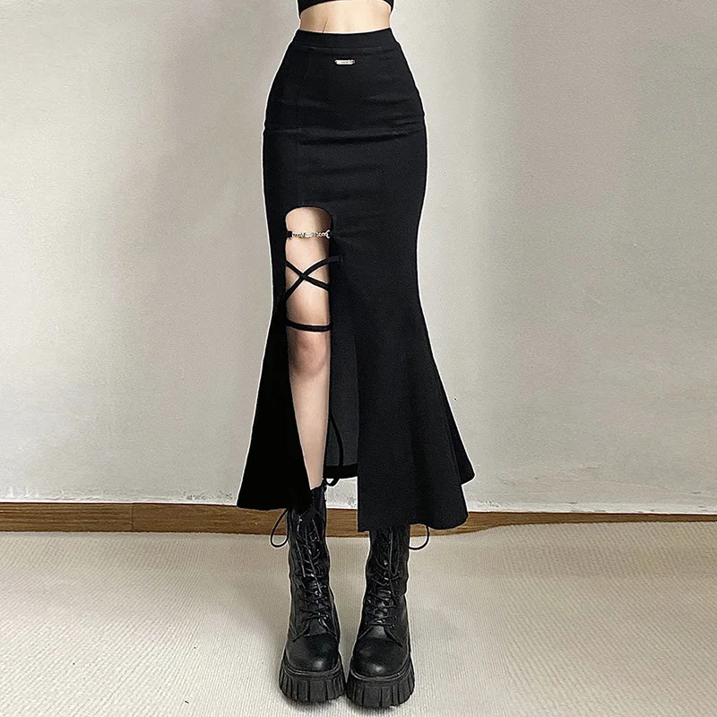 Black Sexy Mysterious Royal Sister All-Match High Street Design Trend Mature Cool Slit Women's Flared Skirt Girl long skirts
Black Sexy Mysterious Royal Sister All-Match High Street Design Trend Mature Cool Slit Women's Flared Skirt Girl long skirts