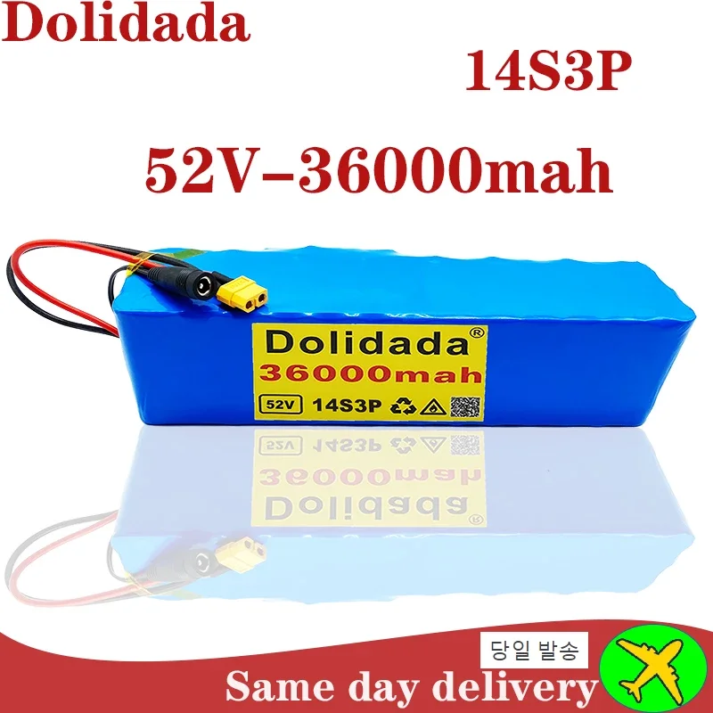 18650 52V 36000mah14S3P Lithium Battery Pack 52V 36AH 2000W electric bicycle battery Built in 20A BMS XT60
18650 52V 36000mah14S3P Lithium Battery Pack 52V 36AH 2000W electric bicycle battery Built in 20A BMS XT60