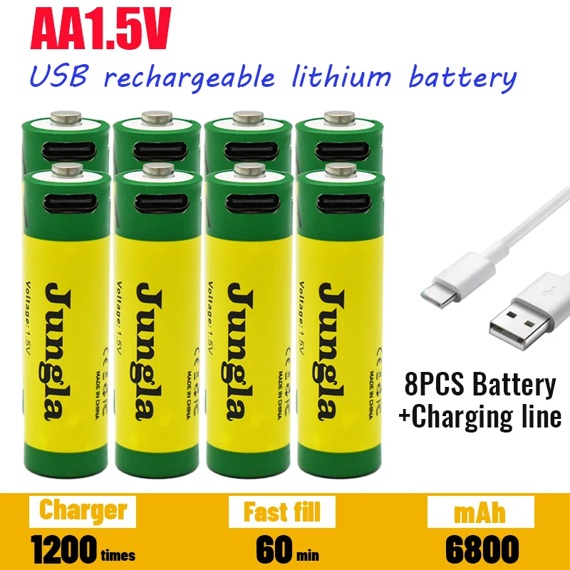 High Capacity fast charging 1.5V AA lithium ion battery with 6800mah capacity .USB rechargeable lithium battery for toy keyboard
High Capacity fast charging 1.5V AA lithium ion battery with 6800mah capacity .USB rechargeable lithium battery for toy keyboard