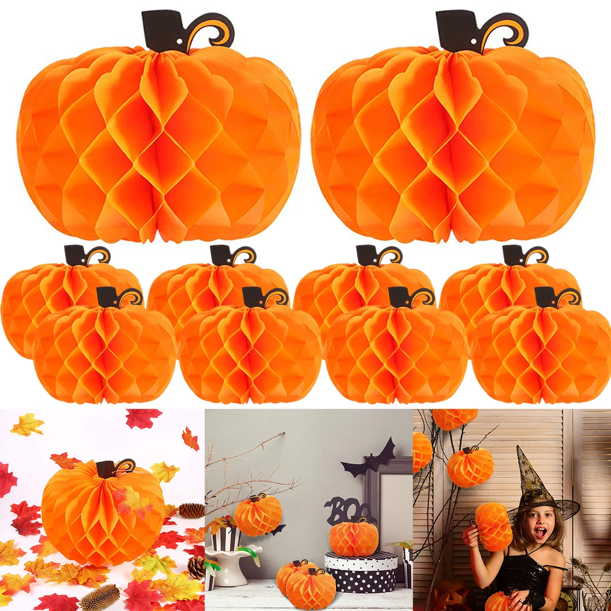 10 шт., многоразовые бумажные сотовые шарики в виде тыквы
10 шт., многоразовые бумажные сотовые шарики в виде тыквы