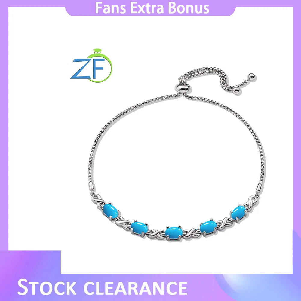 GZ ZONGFA Genuine 925 Silver Tennis Bracelet for Women Oval Natural Turquoise 2ct Five Gems Adjustable Hand Chain Fine Jewelry 
GZ ZONGFA Genuine 925 Silver Tennis Bracelet for Women Oval Natural Turquoise 2ct Five Gems Adjustable Hand Chain Fine Jewelry