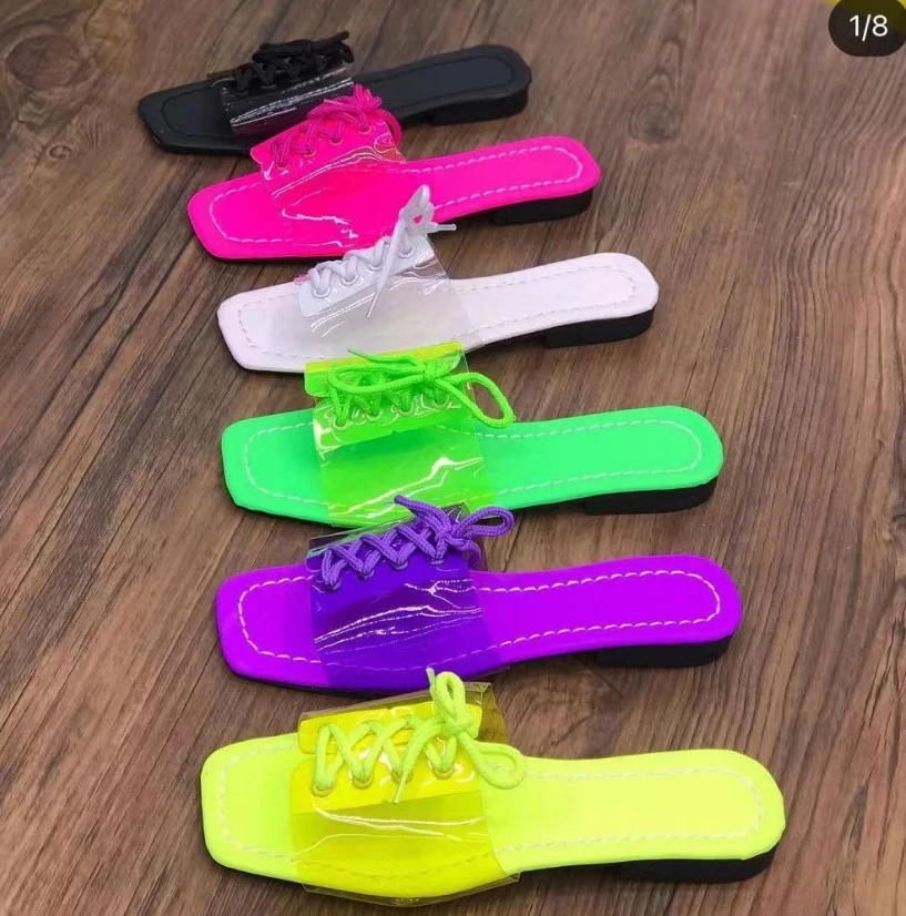 Summer Transparent PVC Fashion Flat Slippers For Women 2022 Candy Color Lace Up Square Toe Sandals Ladies Casual Beach Shoes
Summer Transparent PVC Fashion Flat Slippers For Women 2022 Candy Color Lace Up Square Toe Sandals Ladies Casual Beach Shoes