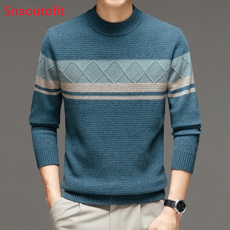 New Men's Top 100% Pure Merino Wool Sweater O-neck Inlaid Pullover 2023 Autumn and Winter High-End Knitted Cashmere Sweater Men
New Men's Top 100% Pure Merino Wool Sweater O-neck Inlaid Pullover 2023 Autumn and Winter High-End Knitted Cashmere Sweater Men