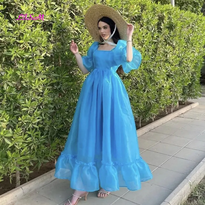 Blue A-Line Princess Prom Dresses Puff Sleeve Square Neck Ankle Length Evening Party Gowns Elegant Dress Women for Wedding Party
Blue A-Line Princess Prom Dresses Puff Sleeve Square Neck Ankle Length Evening Party Gowns Elegant Dress Women for Wedding Party