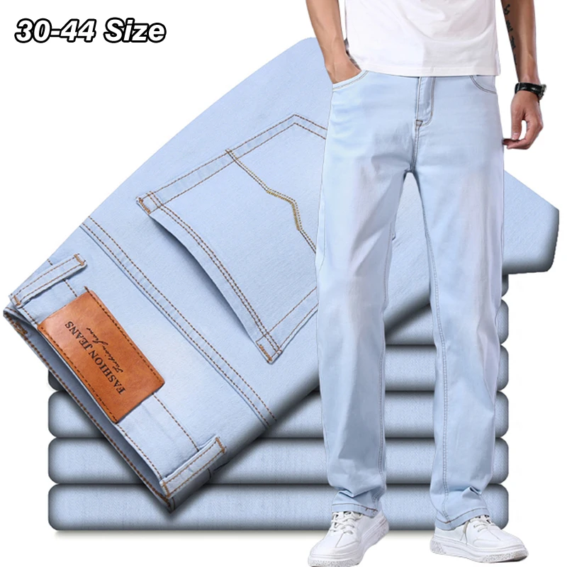 2022 Summer Men Baggy Jeans Light Blue Black Thin Classic Denim Pants Elasticity Brand Trousers Clothing Plus Size 42 44 
2022 Summer Men Baggy Jeans Light Blue Black Thin Classic Denim Pants Elasticity Brand Trousers Clothing Plus Size 42 44