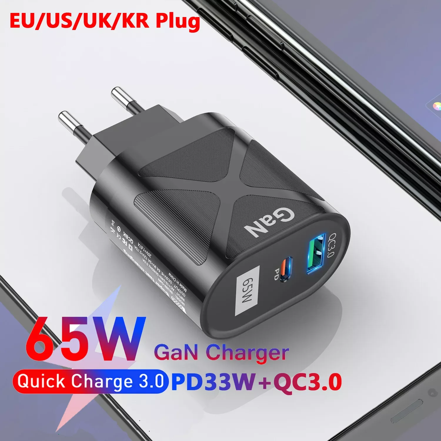 NEW2023 PD 33W GaN Charger for iPad iPhone 13 Pro Max QC 3.0 USB Type C Fast Charger for Samsung S22 Xiaomi Mi 12 Oneplus POCO K
NEW2023 PD 33W GaN Charger for iPad iPhone 13 Pro Max QC 3.0 USB Type C Fast Charger for Samsung S22 Xiaomi Mi 12 Oneplus POCO K
