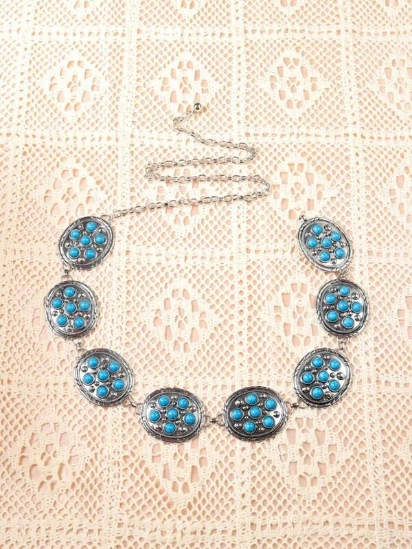 Fashion trend turquoise retro exaggerated oval carving metal atmosphere turquoise waist chain women
Fashion trend turquoise retro exaggerated oval carving metal atmosphere turquoise waist chain women