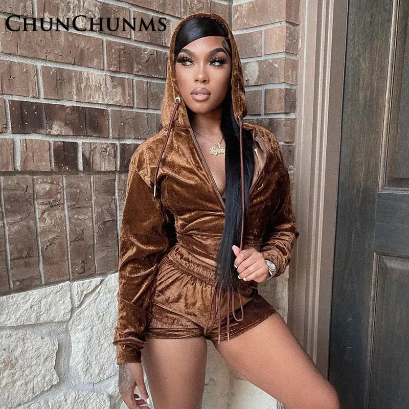 Hooded Velvet Zipper Jacket Drawstring Shorts Two Piece Set Women Tracksuit Sport Suede Crop Coat Pant Winter Jogger Matching
Hooded Velvet Zipper Jacket Drawstring Shorts Two Piece Set Women Tracksuit Sport Suede Crop Coat Pant Winter Jogger Matching