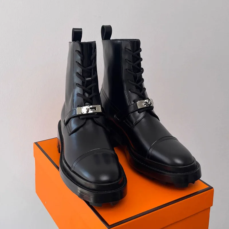 Winter Black Leather Ankle Boots Women's Lace Up Silver Ring Women's Short Boots Thick Bottom Shoes Platform Boots Women's Shoes
Winter Black Leather Ankle Boots Women's Lace Up Silver Ring Women's Short Boots Thick Bottom Shoes Platform Boots Women's Shoes