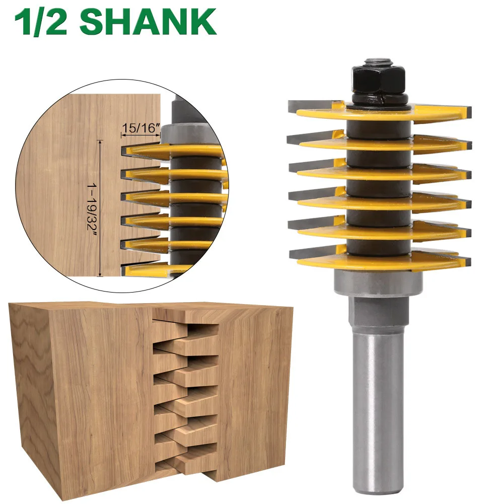 1PC 8MM 1/2" 12.7MM Shank Milling Cutter Wood Carving 2 Teeth Adjustable Finger Joint Router Bit Tenon Cutter for Woodwork Tool
1PC 8MM 1/2" 12.7MM Shank Milling Cutter Wood Carving 2 Teeth Adjustable Finger Joint Router Bit Tenon Cutter for Woodwork Tool