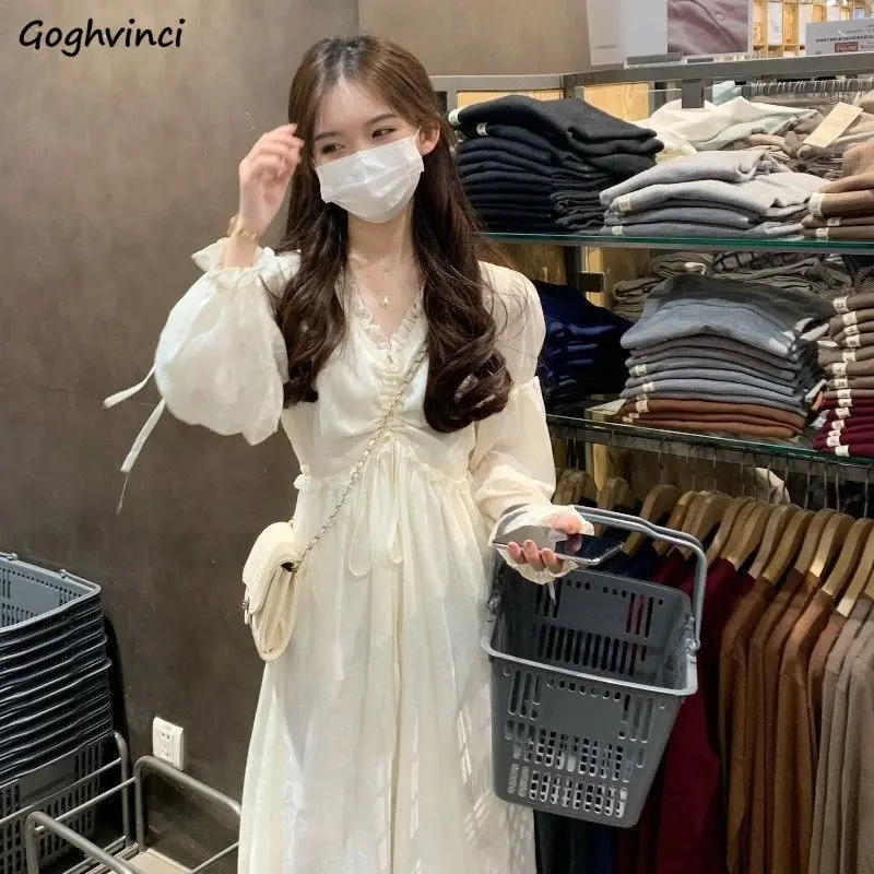 Princess Sleeves Dress Women V-neck Elegant Gentle French Style Sweet Lady All-match Casual New Design Solid Платье Женское Cozy
Princess Sleeves Dress Women V-neck Elegant Gentle French Style Sweet Lady All-match Casual New Design Solid Платье Женское Cozy