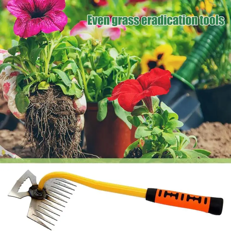 

Вытягиватель для травы с 4 зубцами, ручной инструмент для вымывания, лопата для копания, удаления корней газона с длинной ручкой, двойного назначения, для сада