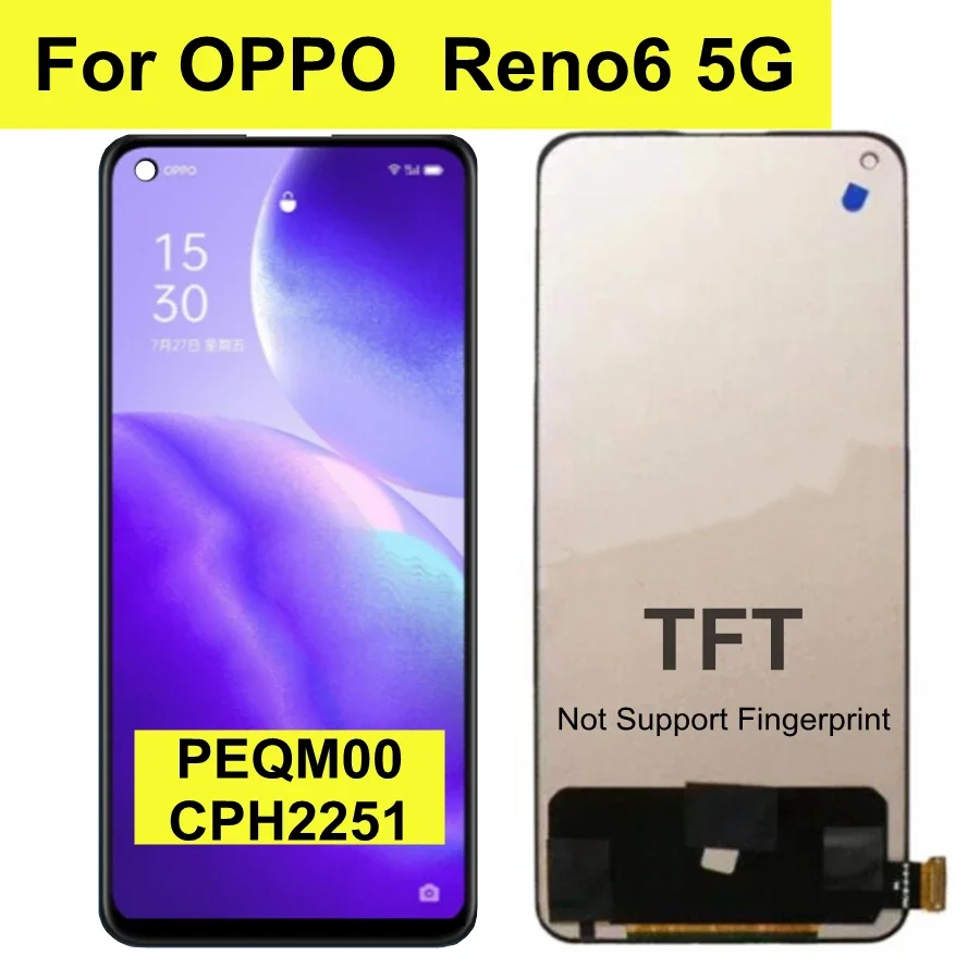 6 43 "TFT для Oppo Reno6 5G ЖК-дисплей сенсорная панель экран дигитайзер в сборе OPPO PEQM00
