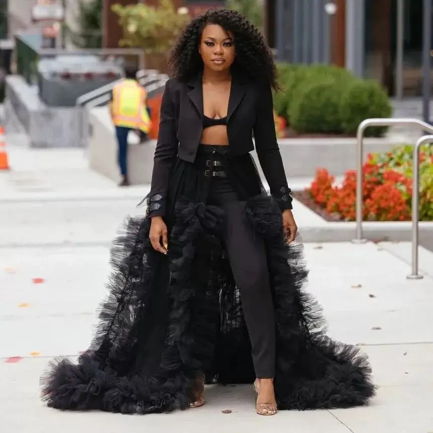 High Street Black Long Tulle Over Wrap Skirts Women Tiered Ruffles Tulle Skirts Bridal Detachable Train Mesh Mesh Maxi Skirt
High Street Black Long Tulle Over Wrap Skirts Women Tiered Ruffles Tulle Skirts Bridal Detachable Train Mesh Mesh Maxi Skirt